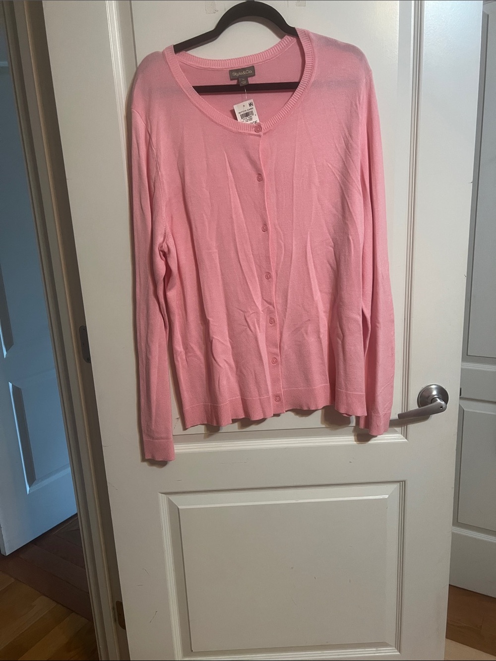 Style & Co. Pink Button-Front Cardigan Sweater
